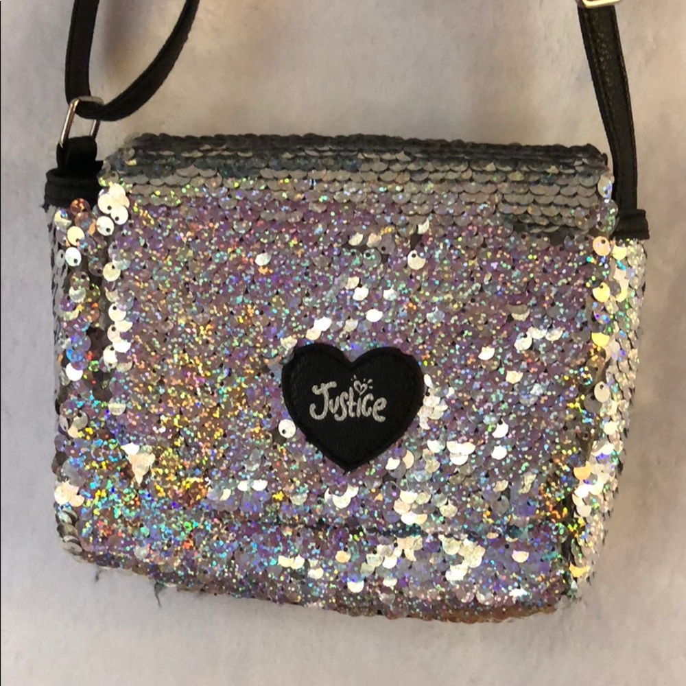 Justice silver sequin purse